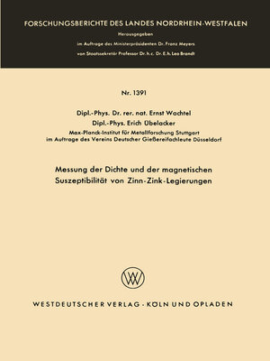 cover image of Messung der Dichte und der magnetischen Suszeptibilität von Zinn-Zink-Legierungen